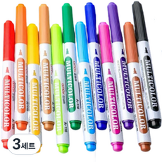 오션마리나 화이트 수성 마카펜, 3세트, 12색
