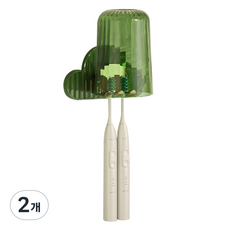 피어니스트 욕실 양치컵 칫솔꽂이, 초록 구름, 2개