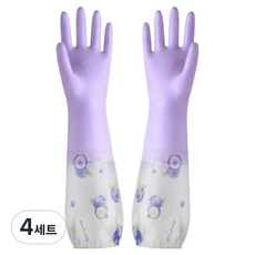 맙소샵 여성용 프레쉬 방수 고무장갑 양손 세트 HR2676, 퍼플, FREE(one size), 4세트