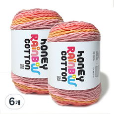 니뜨 허니 레인보우 코튼 뜨개실 100g, 6개, 520핑크오렌지