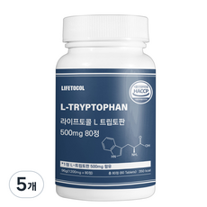 라이프토콜 L 트립토판 500mg 아미노산, 80정, 5개