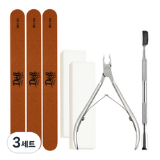 Deli Beauty 美甲基礎護理組, 3套, 甘皮剪 + 鋼推 + 木質搓甲棒 3入 + 磨砂塊 2入