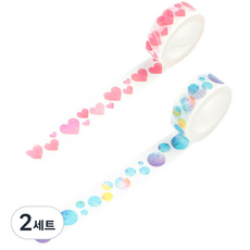 Life Point水彩顏料膠帶 愛心+星星, 混色, 2組