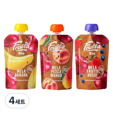 푸루라 퓨레 유기농 생과일 혼합맛 사과 바나나 + 사과 복숭아 망고 + 사과 블루베리 딸기 100g 세트, 4세트