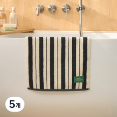 모던하우스 STF 더블 스트라이프 세면타월 40 x 80 cm 190g, 5개, BLACK