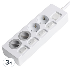 스윗홈 과부하차단 개별스위치 절전 멀티탭 4구 안전커버 2p, 1m, 화이트, 3개