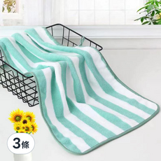 珊瑚絨毛巾, 35 x 75cm, 綠色, 3條