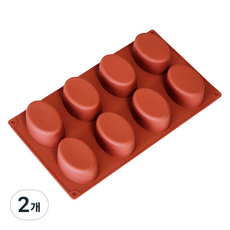 Bestom 雞蛋糕橢圓形矽膠模具 8格, 2個, 棕色