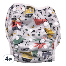 我家寶貝 嬰幼童調節式內褲型泳褲 侏儸紀 0-3歲, 0~3歲, 4件