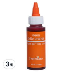 셰프마스터 리쿠아젤 식용색소 네온 브라이트 오렌지, 3개, 65g