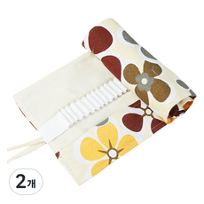 쁘띠양 귀여운 무늬 캔버스 롤형 필통 48홀, 꽃, 2개