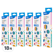 deLi 得力 馬卡龍橡皮擦鉛筆 EC011, 18個, HB