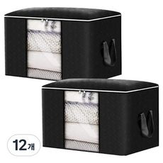 마메 대용량 패브릭 다용도 이불정리 리빙박스, 블랙, 12개