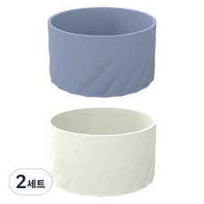 생활과주방 실리콘 텀블러 커버 보호대 스탠리 호환 7.5cm 2p + 사이즈 조절 밴딩 2p 세트, 베이지 + 네이비, 2세트