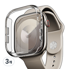 빅쏘 초슬림 변색없는 프레임 레빅스킨 애플워치 하드 보호 케이스, 투명, 3개