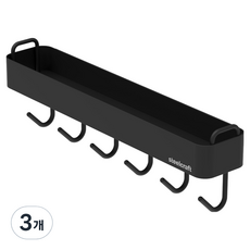 Steelcraft 磁吸式多功能掛鉤磁鐵層架, 黑色, 3個