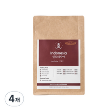DUTCH&BEAN COFFEE 單一產區印尼曼特寧烘焙咖啡豆, 咖啡原豆(不研磨), 200g, 4個