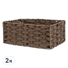 블럭마트 심플 라탄 바구니, 다크브라운, 2개