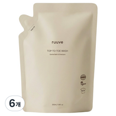 러베 히알루론 탑투토 워시 리필, 6개, 350ml