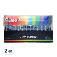東亞PMS 24色雙頭油性麥克筆, 混合顏色, 2套, 48個