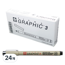 Pigma SAKURA 櫻花圖像藝術筆 3.0mm, BK, 24個