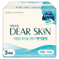 디어스킨 에어쿨링 생리대 날개형, 대형, 14개입, 3세트