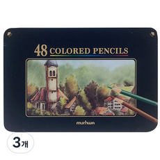 문화연필 색연필 틴케이스, 48색, 3개