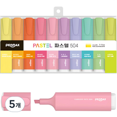 펜맥스 사각 파스텔 504 형광펜 세트, 10색, 5세트