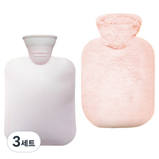 소울리치 보온 물주머니 + 인조 토끼털 커버 핑크 2L, 3세트