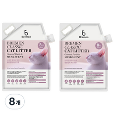Bremen 클래식 고양이 모래 일반입자, 8kg, 8개, 머스크향