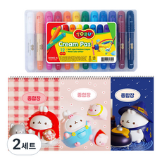 DONG-A 鉛筆 TORU 奶油蠟筆 12色 + Molang 加厚綜合畫冊 3入 隨機出貨套組, 2套