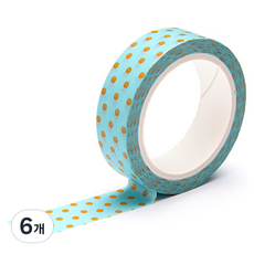 프린텍디자인 마스킹 테이프 15mm x 10m, 브라운 도트(DM25-1510), 6개