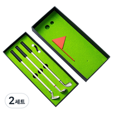 Modernat 桌上型推桿高爾夫球桿造型原子筆3入組, 2套, 黑色 + 紅色 + 藍色