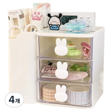 KODACHIEF 데스크정리함 34타입 13.7 x 11.3 x 9.8 cm, 화이트, 4개