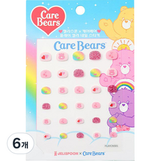 젤리스푼 케어베어 플레이 컬러 네일 스티커, 03 핑크하트, 6개