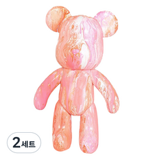 타니 유체화 곰돌이 꾸미기 DIY 세트 화이트 핑크 오렌지, 2세트