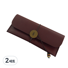 더보테가 빅사이즈 다용도 가죽 필통 + 펜슬캡 세트 각인 무, 바이올렛, 2세트