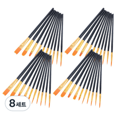 Keublancs 現代水彩壓克力畫筆10件組 黑色, 10種, 8套