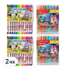 TiTi Animal Camp 簽字筆 2入 + MunGyo 海洋自動鉛筆型色鉛筆 2入 組, 2套, 12色