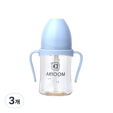 아키움 2세대 프리미엄 PPSU 빨대컵, 블루, 3개, 200ml