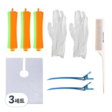 HG-50 셀프파마 시스루뱅 처피뱅 원터치롯드 대 앞머리 파마 세트, 혼합색상, 3세트
