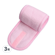 미니맥시 컬러 벨크로 세안 밴드, 핑크, 3개