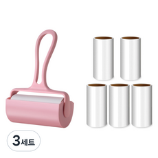 普凱 滾筒除塵黏紙 本體 + 外蓋 + 5入補充包組 粉紅色, 3套