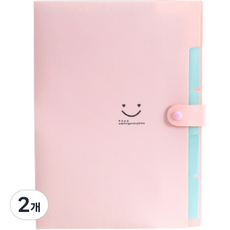 스마일리 아코디언파일 5칸 A4, 핑크, 2개