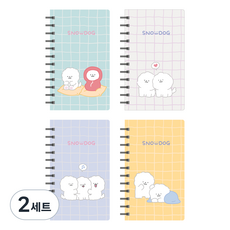 Withna Snow Dog 硬殼左翻線圈筆記本 4入組 80-0088, 混色, 2套