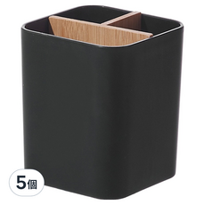 isona 愛收納 極簡3格分隔收納盒, 5個, 黑色