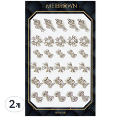 MEIBROWN 方鑽蝴蝶結美甲飾品 P037, 混色, 2個