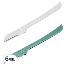 더페이스샵 데일리 뷰티툴즈 눈썹 수정칼 2단 2p, 흰색, 초록색, 6세트