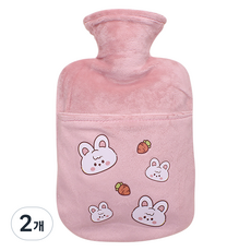 O'BL 簡約熱敷袋 粉紅花朵兔子 S, 2個