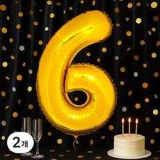 PARTYSHOW 數字 6 鋁箔氣球 大, 金色, 2個